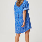 Clare Shirt Dress - Cobalt Floral