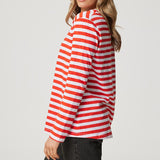 Lola Long Sleeve Top - Campari Stripe