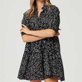 Ellery Shirt Dress - Black Stencil