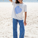 Cornflower Heart Tee - Grey Marle/Cornflower