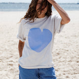 Cornflower Heart Tee - Grey Marle/Cornflower