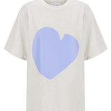 Cornflower Heart Tee - Grey Marle/Cornflower