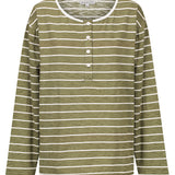 Henley Long Sleeve - Khaki Stripe